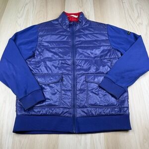 Criquet Mens Royal Blue Hybrid Insulated Quilted Full Zip Puffer Jacket Size XL